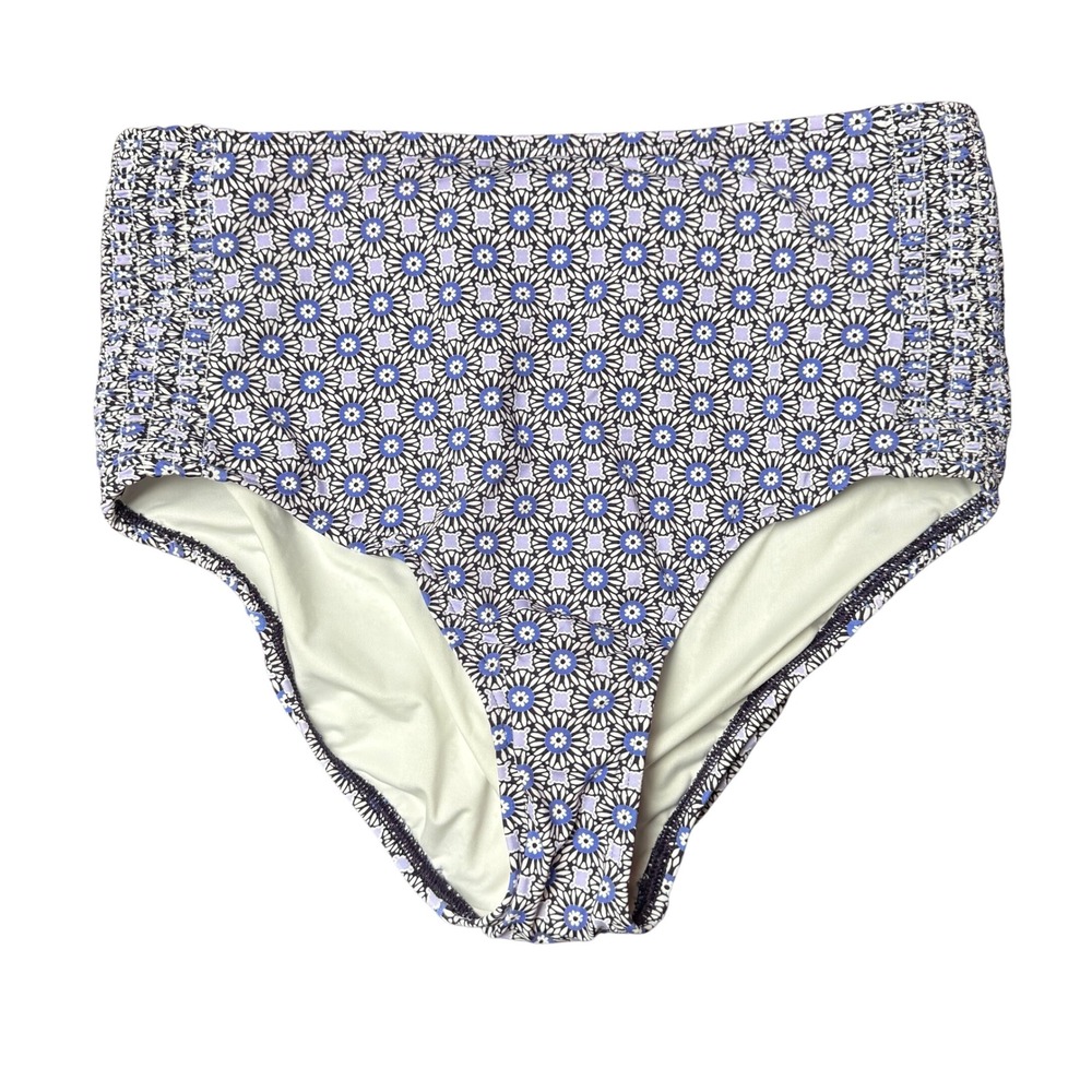 Lands' End Women's‎ S LONG Smocked High Waisted Bikini Swim Bottoms Blackberry